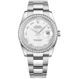 Rolex Datejust 36 Reference 116244-0023 White Roman Numeral Dial Diamond Bezel Oystersteel Oyster Bracelet