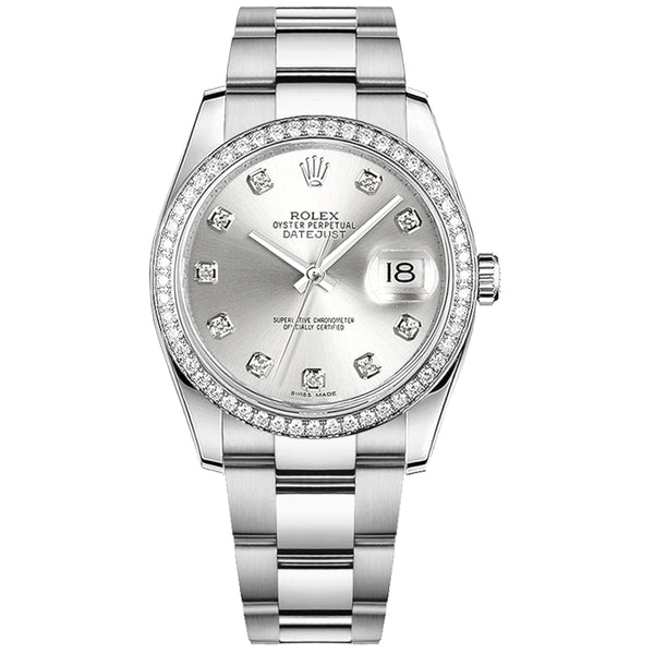 Rolex Datejust 36 Reference 116244-0033 Silver Diamond Dial Oystersteel Oyster Bracelet