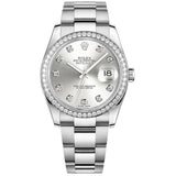 Rolex Datejust 36 Reference 116244-0033 Silver Diamond Dial Oystersteel Oyster Bracelet
