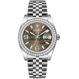 Rolex Datejust 36 116244-0034 Bronze Wave Pattern Diamond Dial and Bezel Jubilee Bracelet