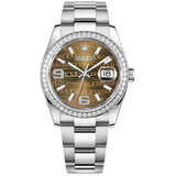 Rolex Datejust 36 Reference 116244-0037 Bronze Wave Pattern Diamond Dial Oystersteel Oyster Bracelet