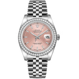 Rolex Datejust 36 116244-0050 Pink Dial Diamond Bezel Oystersteel Jubilee Bracelet