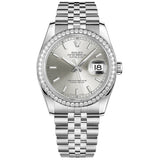 Rolex Datejust 36 Reference 116244-0058 Silver Dial Diamond Bezel Oystersteel Jubilee Bracelet