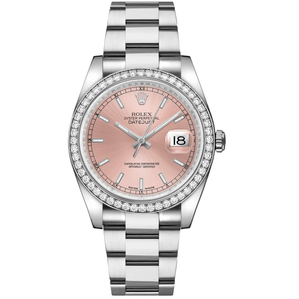 Rolex Datejust 36 Reference 116244-0061 Pink Dial Diamond Bezel Oystersteel Oyster Bracelet