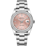 Rolex Datejust 36 Reference 116244-0061 Pink Dial Diamond Bezel Oystersteel Oyster Bracelet