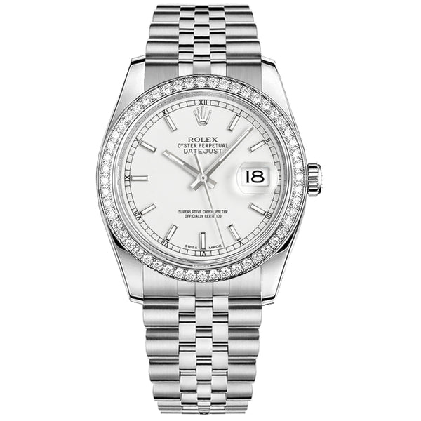 Rolex Datejust 36 116244-0064 White Dial Diamond Bezel Jubilee Bracelet