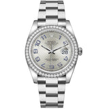 Rolex Datejust 36 Reference 116244-0075 Silver Textured Dial Diamond Bezel Oystersteel Oyster Bracelet