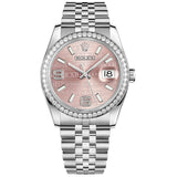 Rolex Datejust 36 Reference 116244 Pink Wave Motif Diamond Dial and Bezel Jubilee Bracelet