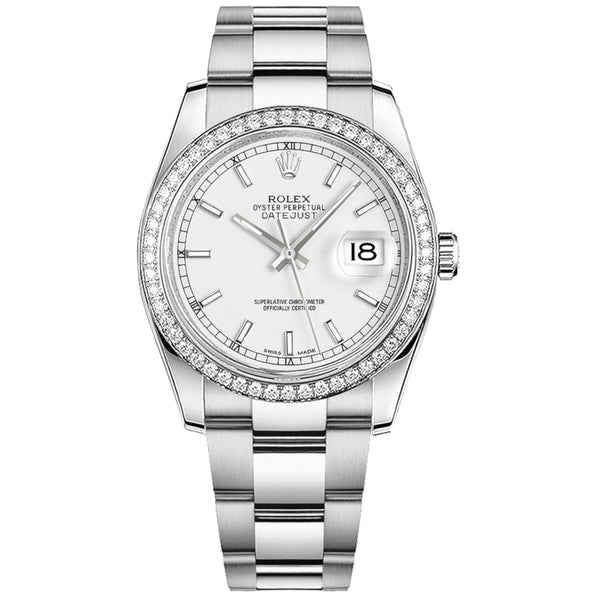 Rolex Datejust 36 Reference 116244 White Dial Diamond Bezel Oystersteel Oyster Bracelet