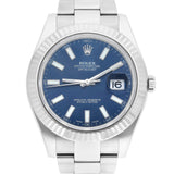 Rolex Datejust 41 Ref. 116334 Blue Index Dial Stainless Steel Oyster Bracelet Watch
