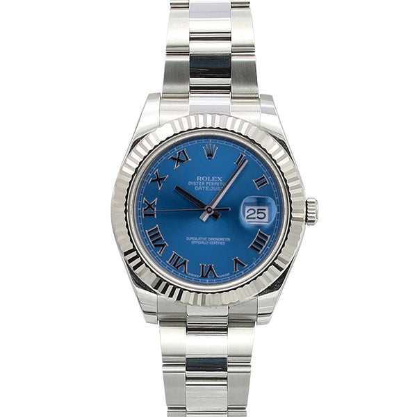 Rolex Datejust 41 Reference 116334 Blue Roman Dial Oyster Bracelet
