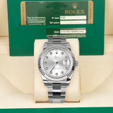 Rolex Datejust II 116334 41mm Steel Silver Diamond Dial with 18K White Gold Bezel