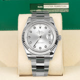 Rolex Datejust II 116334 41mm Steel Silver Diamond Dial with 18K White Gold Bezel