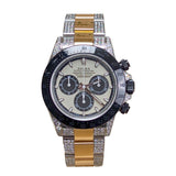 Rolex Daytona 116523 40mm Two-Tone Black PVD Bezel Custom Dial Aftermarket Iced Out Bracelet and Lugs