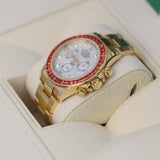 Rolex Cosmograph Daytona 116578SACO 40mm Yellow Gold Orange Sapphire Bezel Mother-of-Pearl Diamond Dial