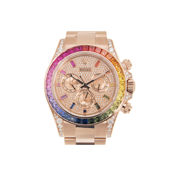 Rolex Cosmograph Daytona 116595RBOW Everose Gold Rainbow Sapphire Diamond Dial Watch