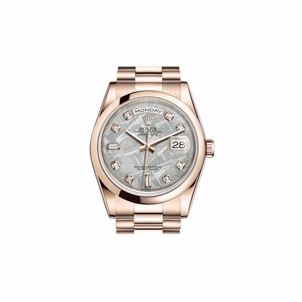 Rolex Day-Date 118205 Meteorite Diamond Dial Rose Gold President Bracelet 36mm