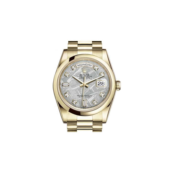 Rolex Day-Date 118208 36mm Yellow Gold Meteorite Diamond Dial President Bracelet