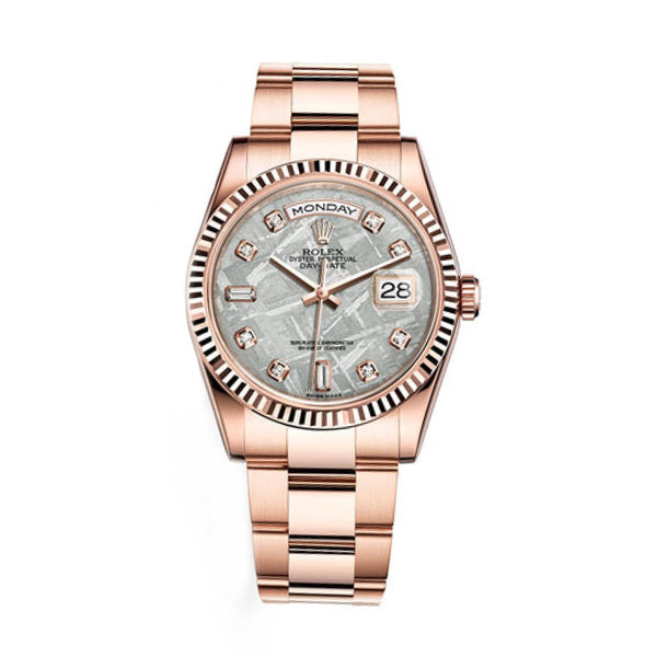 Rolex Day-Date 118235 Rose Gold Oyster Bracelet Meteorite Diamond Dial 36mm