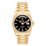 Rolex Day-Date 36 Reference 118238 Black Stick Dial 18K Yellow Gold President Automatic