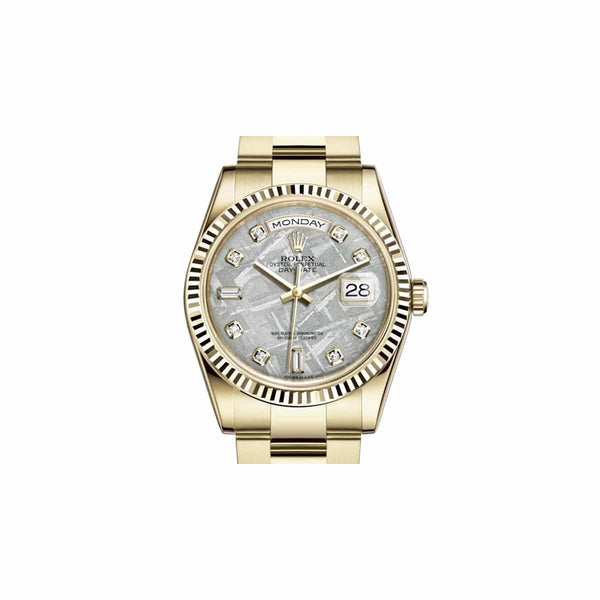 Rolex Day-Date 118238 36mm Yellow Gold Meteorite Diamond Dial Oyster Bracelet