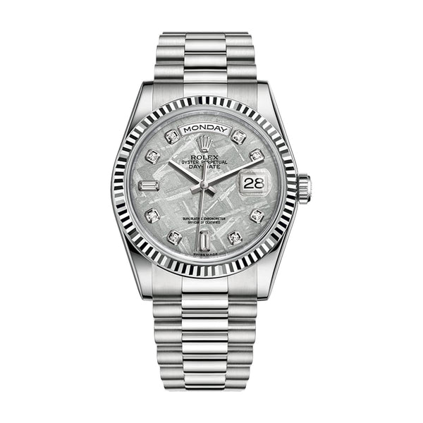 Rolex Day-Date 118239 36mm White Gold President Bracelet Meteorite Diamond Dial