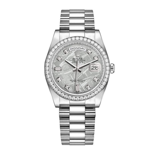 Rolex Day-Date 118346 Meteorite Diamond Dial Platinum President Bracelet 36mm
