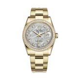 Rolex Day-Date 118348 36mm Yellow Gold Diamond Bezel Meteorite Dial Oyster Bracelet