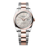 Rolex Datejust 36 126201-0034 Silver Fluted Motif Dial Everose Rolesor Oyster Bracelet