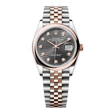 Rolex Datejust 36 126201-0041 Slate Fluted Motif Dial Domed Bezel Jubilee Bracelet Everose Rolesor