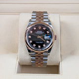 Rolex Datejust 36 Reference 126201-0019 Black Diamond Dial Everose Rolesor Jubilee Bracelet