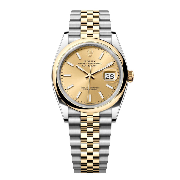 Rolex Datejust 36 126203-0015 Champagne Dial Yellow Rolesor Jubilee Bracelet