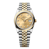 Rolex Datejust 36 126203-0017 Champagne Diamond Dial Yellow Rolesor Domed Bezel Jubilee Bracelet