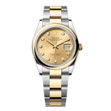 Rolex Datejust 36 126203-0018 Champagne Diamond Dial Yellow Rolesor Domed Bezel Oyster Bracelet