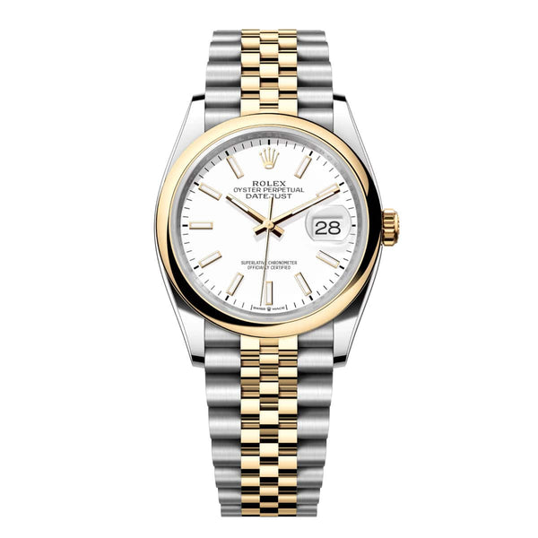 Rolex Datejust 36 126203-0019 White Dial Yellow Rolesor Domed Bezel Jubilee Bracelet