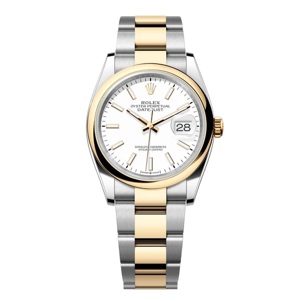 Rolex Datejust 36 126203-0020 White Dial Yellow Rolesor Domed Bezel Oyster Bracelet