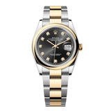 Rolex Datejust 36 126203-0022 Black Diamond Dial Yellow Rolesor Domed Bezel Oyster Bracelet