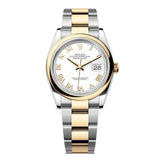 Rolex Datejust 36 126203-0030 White Roman Dial Yellow Rolesor Domed Bezel Oyster Bracelet