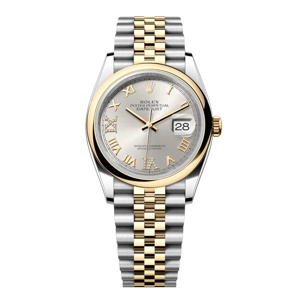 Rolex Datejust 36 Reference 126203-0031 Silver Diamond Dial Yellow Rolesor Jubilee Bracelet