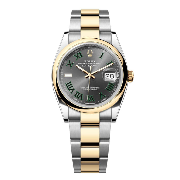 Rolex Datejust 36 126203-0036 Slate Roman Dial Yellow Rolesor Domed Bezel Oyster Bracelet