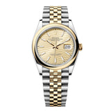 Rolex Datejust 36 126203-0039 Champagne Fluted Motif Dial Yellow Rolesor Domed Bezel Jubilee Bracelet