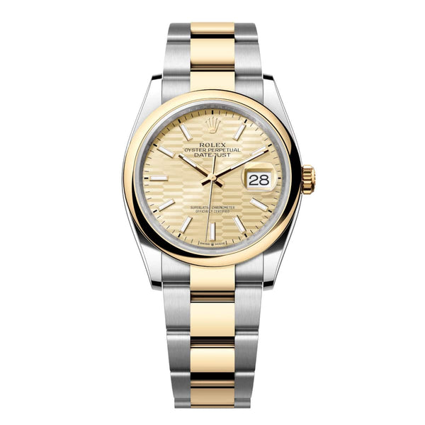 Rolex Datejust 36 126203-0040 Golden Fluted Motif Dial Yellow Rolesor Oyster Bracelet