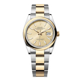 Rolex Datejust 36 126203-0040 Golden Fluted Motif Dial Yellow Rolesor Oyster Bracelet