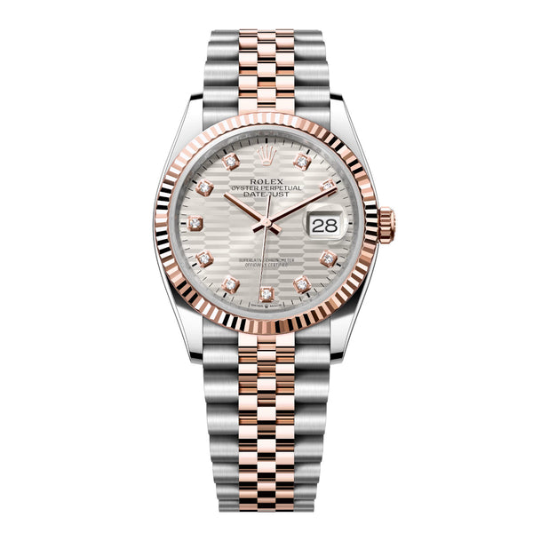Rolex Datejust 36 126231-0039 Silver Fluted Motif Diamond Dial Jubilee Bracelet