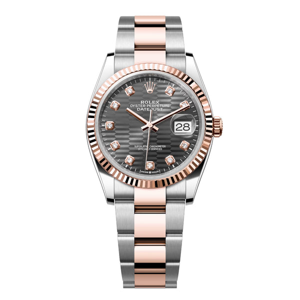 Rolex Datejust 36 Reference 126231-0042 Slate Fluted Motif Diamond Dial Oyster Bracelet