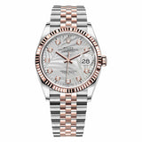 Rolex Datejust 36 126231-0037 Silver Palm Diamond Dial Everose Rolesor Jubilee Bracelet