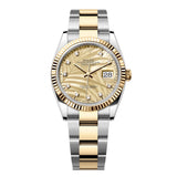 Rolex Datejust 36 Reference 126233-0044 Golden Palm Motif Diamond Dial Yellow Rolesor Oyster Bracelet