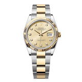 Rolex Datejust 36 Reference 126233-0046 Golden Fluted Motif Diamond Dial Yellow Rolesor Oyster Bracelet