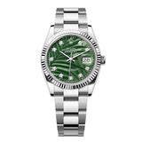 Rolex Datejust 36 Reference 126234-0056 Olive Green Palm Motif Diamond Dial