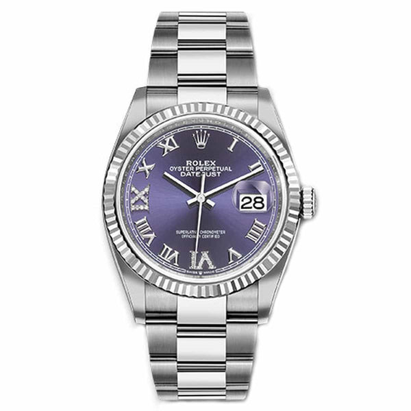 Rolex Datejust 126234-0022 Aubergine Diamond Roman Dial Stainless Steel 36mm